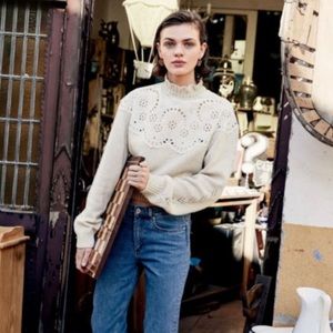 Eyelet scalloped sweater